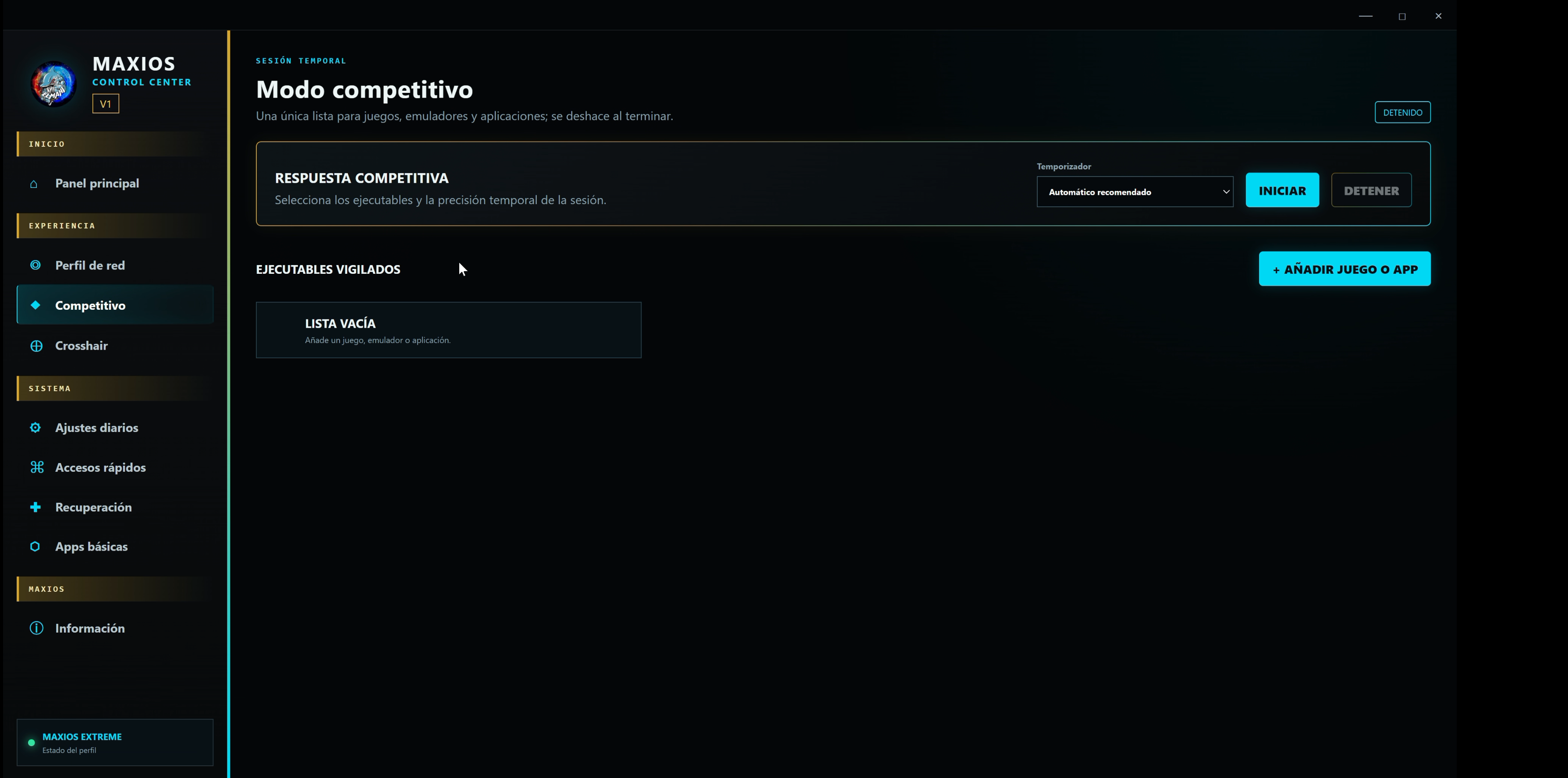 Modo competitivo temporal del Control Center