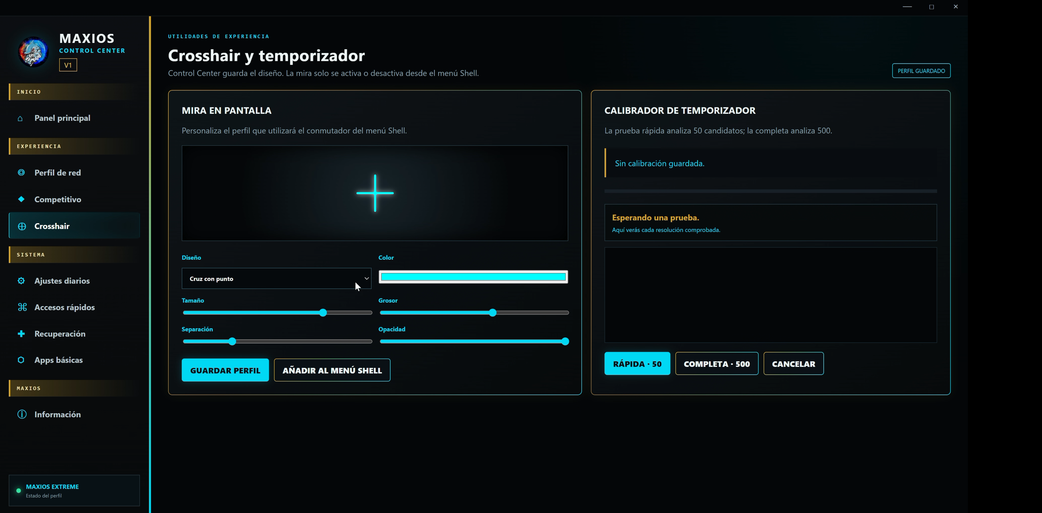Crosshair y calibrador de temporizador